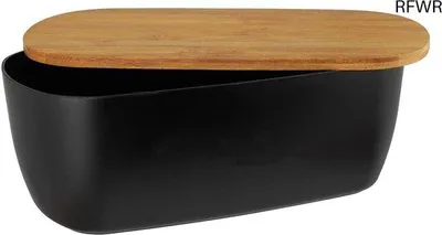 Image de Boîte à pain en bois noir – Boîtes en bois idéales pour le pain et les provisions