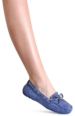 Produktbild von topschuhe24 3007 Damen Velours Mokassins Komfort Glitzer Slipper , Farbe:Blau, Größe:38 EU