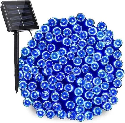 Immagine prodotto di Set di luci da esterno, 32 metri, 300 LED, 8 modalità, resistente alle intemperie, ideale per Halloween, matrimoni, feste e illuminazione esterna, blu