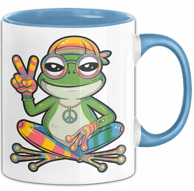 Produktbild von Hippie Frosch Tasse Geschenk Lustige Geschenkidee Spruch (Blau)