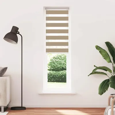 Produktbild von vidaXL Doppelrollo Sandbraun 65x200 cm Stoffbreite 60,9 cm Polyester