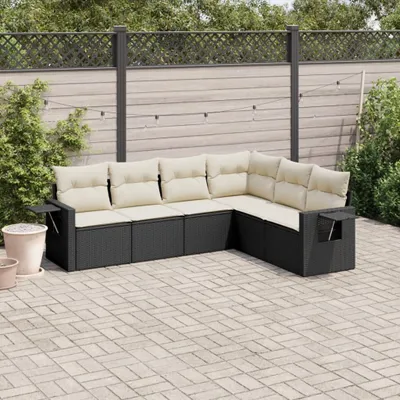 Produktbild von 6-tlg. Garten-Sofagarnitur mit Kissen Schwarz Poly Rattan 3220205