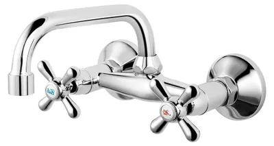 Produktbild von Nostalgie Retro Wandarmatur mit Auslauf von oben Waschtischarmatur Armatur Waschbecken Wasserhahn Wand Wandmontage