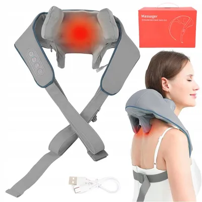 Produktbild von Kabelloses Nackenmassagegerät mit Wärme - Schultermassagegerät - Elektrisches Massagegerät - 6 Massageköpfen - für Nacken & Schulter & Taille