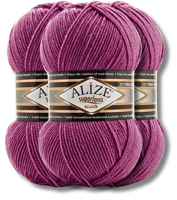 Obrázek produktu pro Alize 3x 100g Superlana Klasik, příze, univerzální barva, vhodná pro háčkování a pletení (286)