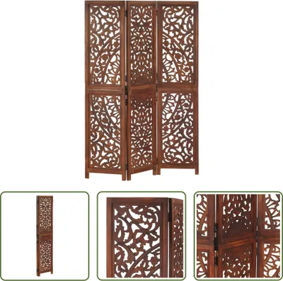 Immagine prodotto di The Living Store Divisorio 3 pezzi intagliato a mano marrone 120×165 cm in legno di mango