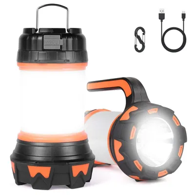 Produktbild von LED Camping Lampe, 1000 Lumen Wiederaufladbare Handlampe, 6 Leuchtmodi LED Laterne, Wasserdicht Suchscheinwerfer mit USB-Kabel, 3600mAh