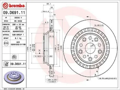 Immagine prodotto di 2x Disco freno posteriore BREMBO 09.D691.11