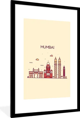Produktbild von MuchoWow® MuchoWow® Gerahmtes Poster Mumbai - Indien - Skyline 60x90 cm - Poster mit zchwarzem Bilderrahmen - Dekoration - Wandposter Wohnzimmer - Hochwertig