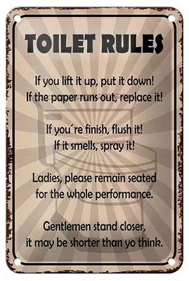 Produktbild von Blechschild Spruch 12x18cm toilet rules if you lift it up