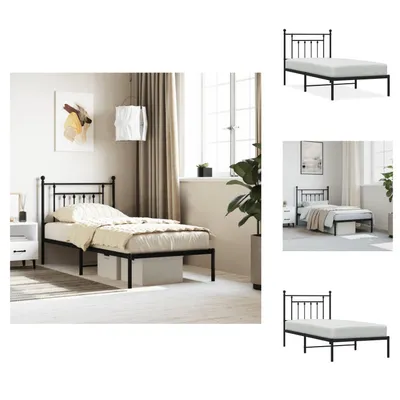 Produktbild von vidaXL Bettgestell mit Kopfteil Metall Schwarz 80x200 cm -  Betten & Bettgestelle
