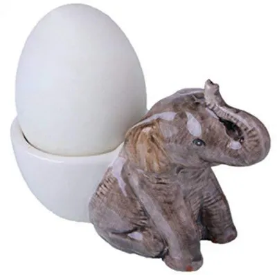 Eierbecher-Set Elefanten-Design, 2er-Set, Keramik, handbemalt, 10 cm lang