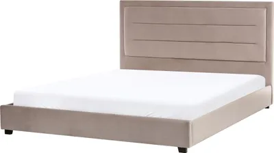 Produktbild von BELIANI Wasserbett Taupe Samt Gesteppt 180x200 cm mit Matratze Wasserbett-Zubehör Hohes Gepolstertes Kopfteil Schlafzimmer Polsterbett Doppelbett