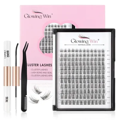 Productafbeelding van Individuele wimperextensions set, 144 stuks, cluster wimpers, 8-16 mm, met applicator