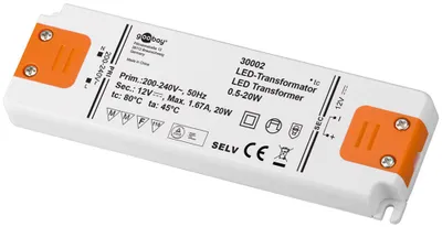 Produktbild von Goobay 30002 LED-Trafo 12 V (DC)/20 W, 20 W, Orange-Weiß - 12 V DC für LEDs bis 20 W Gesamtlast