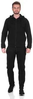 Produktbild von Herren Jogging Anzug Trainingsanzug Fitness mit Kapuze;  Schwarz M