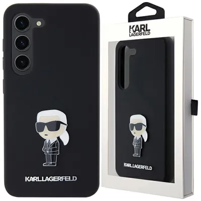 Produktbild von Karl Lagerfeld KLHCS24SSMHKNPK S24 S921 schwarz Silicone Ikonik Metal Pin Schutzhülle