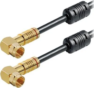 Immagine prodotto di Cavo di collegamento SAT Premium connettore ad angolo F - connettore ad angolo F con schermatura quintupla (CLASS A+) 2,5 m