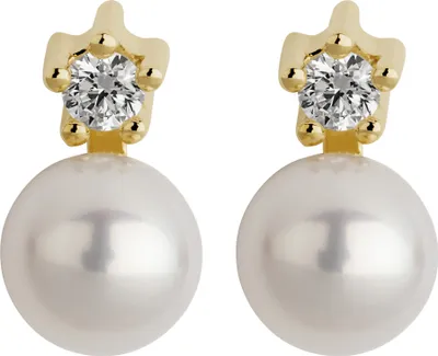 Produktbild von Orolino Ohrringe 585 Gold mit 2x Brillant 0,10ct. + Perle weiß