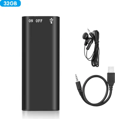 Obrázek produktu pro Přenosný diktafon, MP3 přehrávač, digitální diktafon, tři v jednom, multifunkční diktafon, velkokapacitní diktafon, kapacita 32 GB