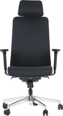 Image de Chaise de bureau pivotante ergonomique XELO/F, base chromée, accoudoirs réglables, assise coulissante (avant-arrière), noir