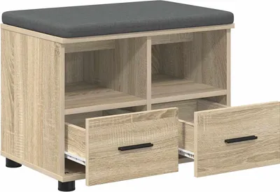 Produktbild von vidaXL Flurbank mit Kissen mit Schubladen Sonoma-Eiche 60 x 38 x 46 cm