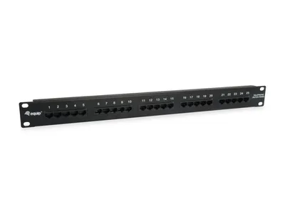 Produktbild von Equip 125298, RJ-45, Cat3, Schwarz, Rackeinbau, 1U, RoHS