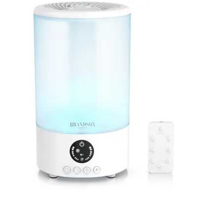 Produktbild von Brandson Luftbefeuchter, Raumbefeuchter, 2 l Wassertank, Fernbedienung, 3 Nebelstufen, Timer 1–8 h, LED Licht Farbwechsel 8 Farben, leise 35 dBA, Sleep Modus, LED Beleuchtung, LED-Display