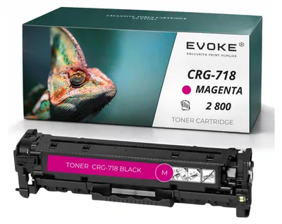 Obrázok produktu pre Evoke tonériová kazeta kompatibilná s tlačiarňou Canon CRG-718 M CRG718, farba: magenta, výtlačnosť: 2800 strán, kompatibilná s modelmi LBP7210Cdn, LBP7660Cdn, LBP8360Cdn a LBP8380Cdw