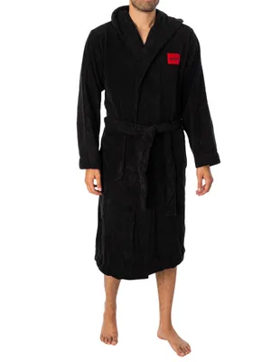Produktbild von HUGO Frottee-Bademantel mit Kapuze, Schwarz XL