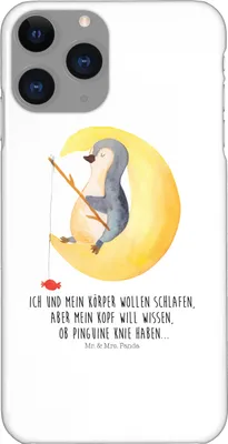 Produktbild von Mr. & Mrs. Panda Iphone 11 Pro Handyhülle Pinguin Mond - Weiß - Geschenk, Spruch, Premium Kunststoff, Süßigkeiten, Schlafzimmer, Neugierig, Handy Case, Einschlafen