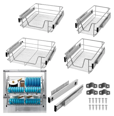 Produktbild von 4er Set Teleskopschubladen für die Küche und das Schlafzimmer, geeignet für 60 cm Schränke (tatsächliche Breite 57 cm)