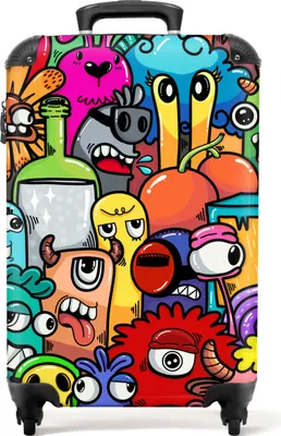 Obrázok produktu pre NoBoringSuitcases.com® Kufr Príručná batožina na kolieskach Rolling suitcase Malý cestovný kufor na 4 kolieskach - Design - Rainbow - Animals - Monster - Funny - Child - Cabin Size < 55x40x23 cm & 55x40x20 cm - Foto kufor - Cabin suitcase - Board luggagePríručná batožina Kufrík 55x35x20 cm, 36L,