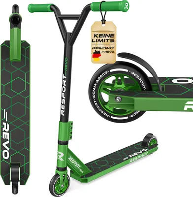 Image de RE:SPORT® Trottinette freestyle REVO pour enfants et adultes avec béquille | Trottinette freestyle professionnelle RouesPolyuréthane100 mm et barre en Y | Trottinette freestyle Kickscooter Roulements à billes ABEC 9 | Trottinette freestyle