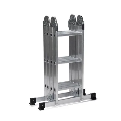 Obrázek produktu pro hjh OFFICE skládací žebřík 12 stupňů SOLID W3 hliníkový skládací žebřík, štafle, žebřík pro domácnost, nosnost do 150 kg