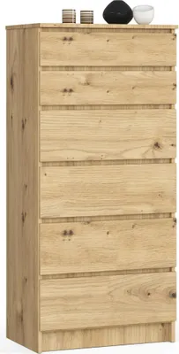Image de Commode K60 Chêne Artisan 6 Tiroirs 130 cm Bureau Durable pour Rangement