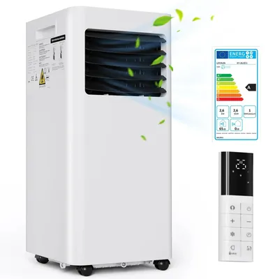 Image de Climatiseur mobile - Refroidisseur d'air et ventilateur 4-en-1 - Pour des pièces jusqu'à 31 m² - Ioniseur et humidificateur - Déshumidificateur - 3 vitesses avec minuterie - 220–240 V