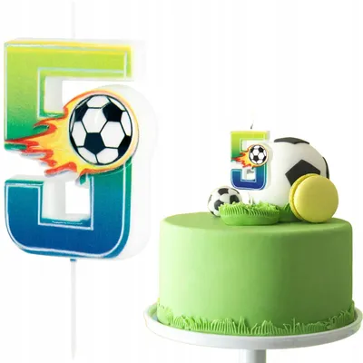 Produktbild von PartyPal Fußball-Zahl 5 Tortenkerze Geburtstag Deko