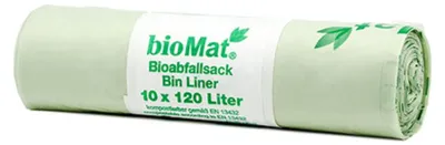 Immagine prodotto di bioMAT 97003 Sacco per rifiuti organici bioMAT, 120 litri, verde