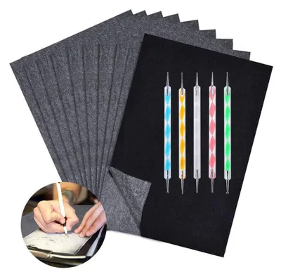 Produktbild von 100 Blatt Kohlepapier, A4 Graphitpapier Transferpapier, Carbon Papier Pauspapier und Kopierpapiere mit Prägestift-Set, Idee für Holz, Papier, Leinwand und Andere Kunstoberflächen Transparentpapier