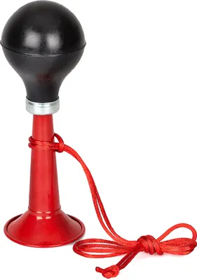 Immagine prodotto di Divertente corno da clown su una corda accessorio per costume da clown nero-rosso 18 cm -