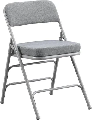 Imagen del producto de Silla de camping acolchada, plegable, con cojín grueso, color gris, 1 unidad. Silla plegable de metal resistente, ideal para uso en exteriores, interiores, comedores y fiestas