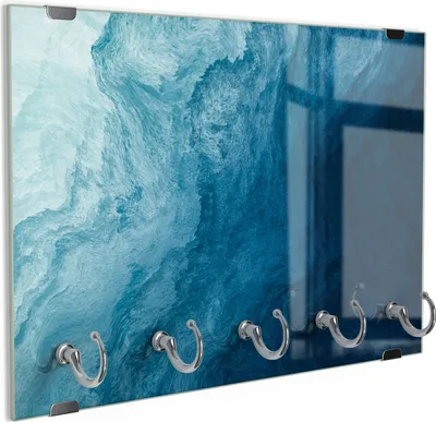 Produktbild von DEQORI Schlüsselbrett Glas 30x20 cm 'Aufgewühlte Wellen' Schlüssel Halter Board Haken