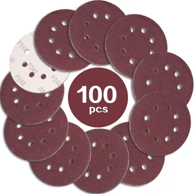 Immagine prodotto di Carta abrasiva autoadesiva, 125 mm, grana 240, 100 pezzi, con 8 fori, per levigatrici eccentriche
