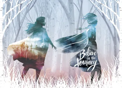 Produktbild von Disney Poster Die Eiskönigin Anna & Elsa Grau, Blau und Lila - 600665 - 160 x 110 cm
