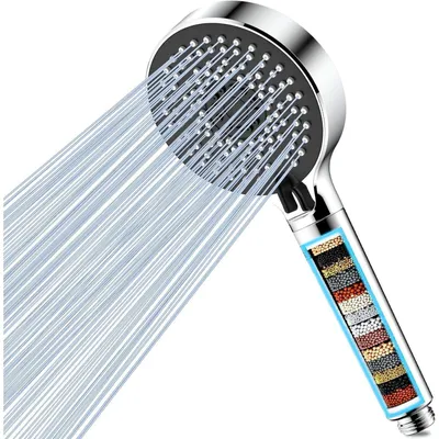 Produktbild von Duschkopf mit 20-Schichten-Filter, 5 Strahlarten, Hochdruck, Wassersparend, Schwarz