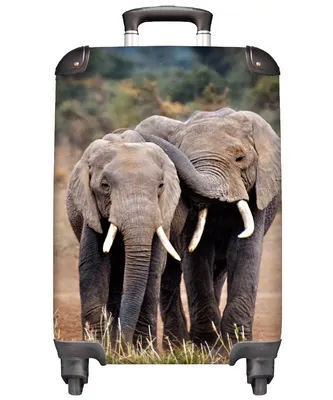 Produktbild von MuchoWow® Koffer Handgepäck Trolley Rollkoffer Kleine Reisekoffer mit 4 Rollen - Elefant - Tiere - Bäume - Natur - Cabin Size < 55x40x23 cm & 55x40x20 cm - Fotokoffer - Kabinenkoffer - Boardgepäck - Reise-Box - Reisekoffer - Reisegepäck - Koffer mit Bild - Trolley für Kinder