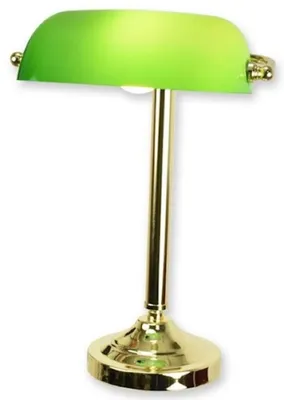 Produktbild von Casa Padrino Banker Schreibtischleuchte Gold / Grün 27 x 23 x H. 40,5 cm - Messing Tischleuchte mit Glas Lampenschirm - Banker Lampe