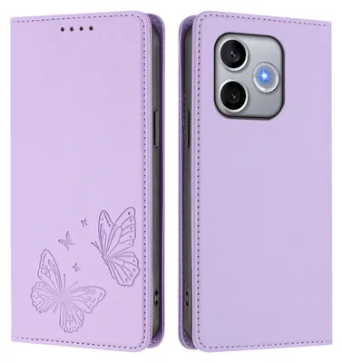 Image de Étui en cuir pour Honor 600 Lite, étui de protection type portefeuille en cuir gaufré motif papillon avec support, violet