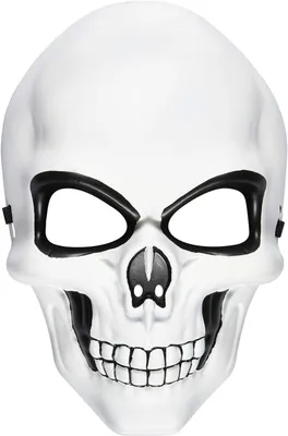 Productafbeelding van Doodskopmasker - Wit met zwarte gelaatstrekken - Halloween - Carnaval - Themafeest